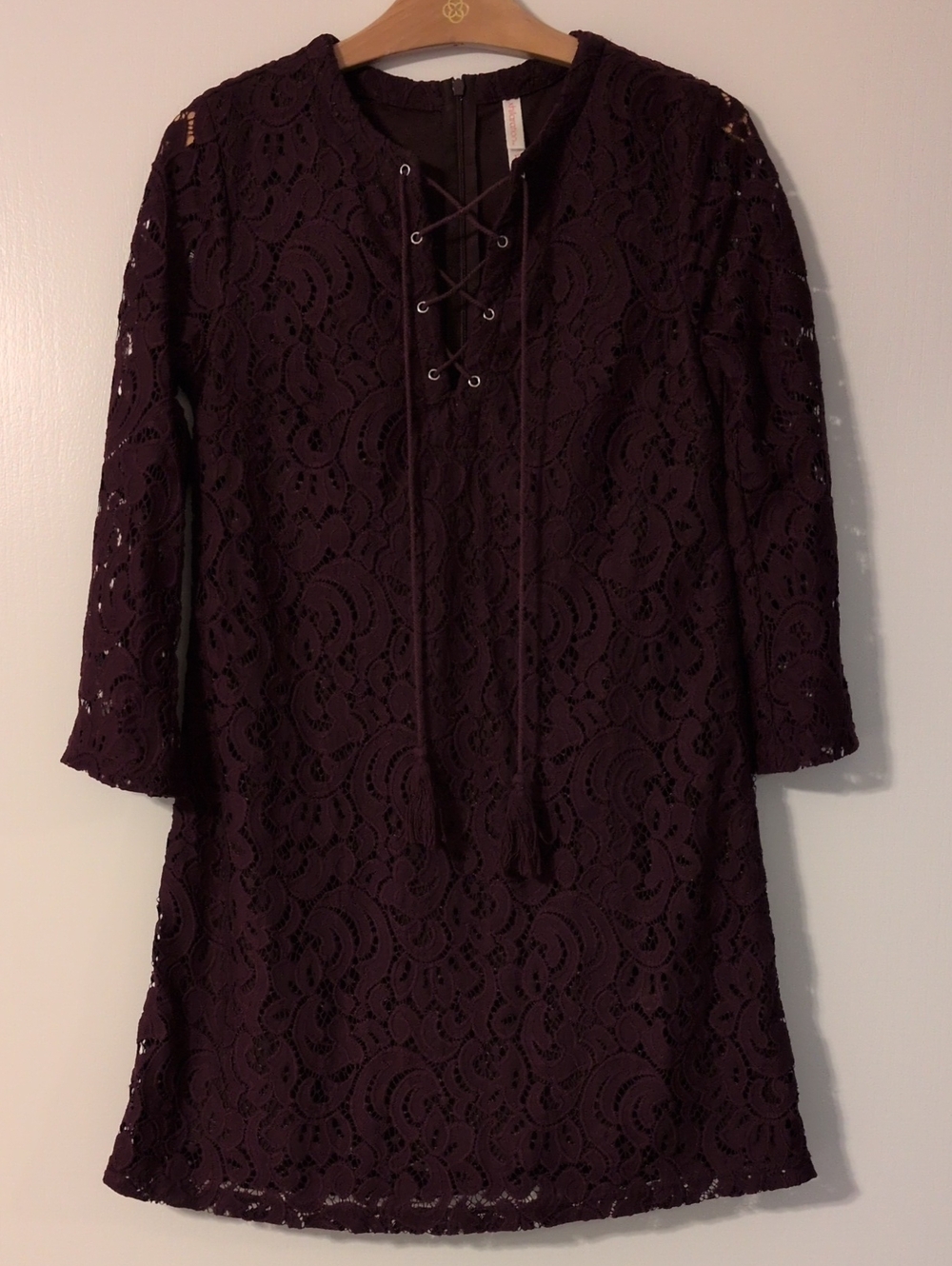 Xhilaration Dark Plum Lace-Up Mini Dress